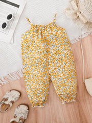 Girls Floral Spaghetti Strap Romper - Buttercup