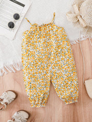 Girls Floral Spaghetti Strap Romper - Buttercup