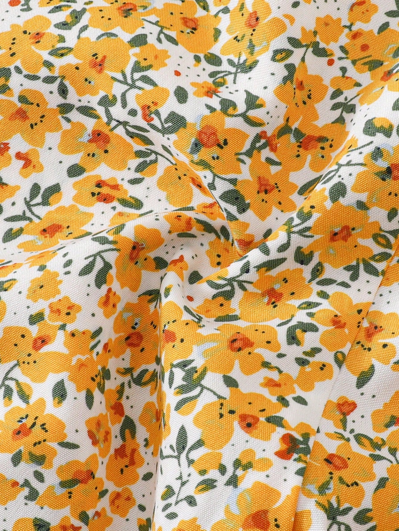 Girls Floral Spaghetti Strap Romper - Buttercup