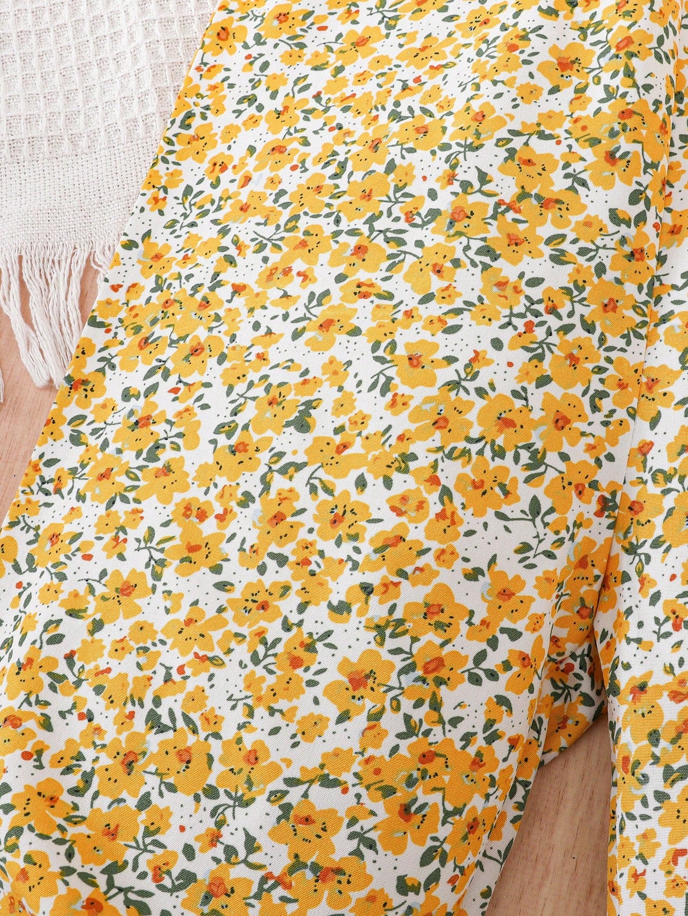 Girls Floral Spaghetti Strap Romper - Buttercup