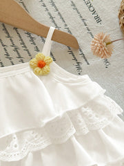 2pcs Girls Eyelet Ruffle Camisole & Floral Shorts Set - Ivory | 21 ...