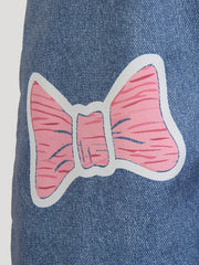 Big Girls Graphic Print Wide-Leg Denim Dungaree - Cobalt | 21 Centu...