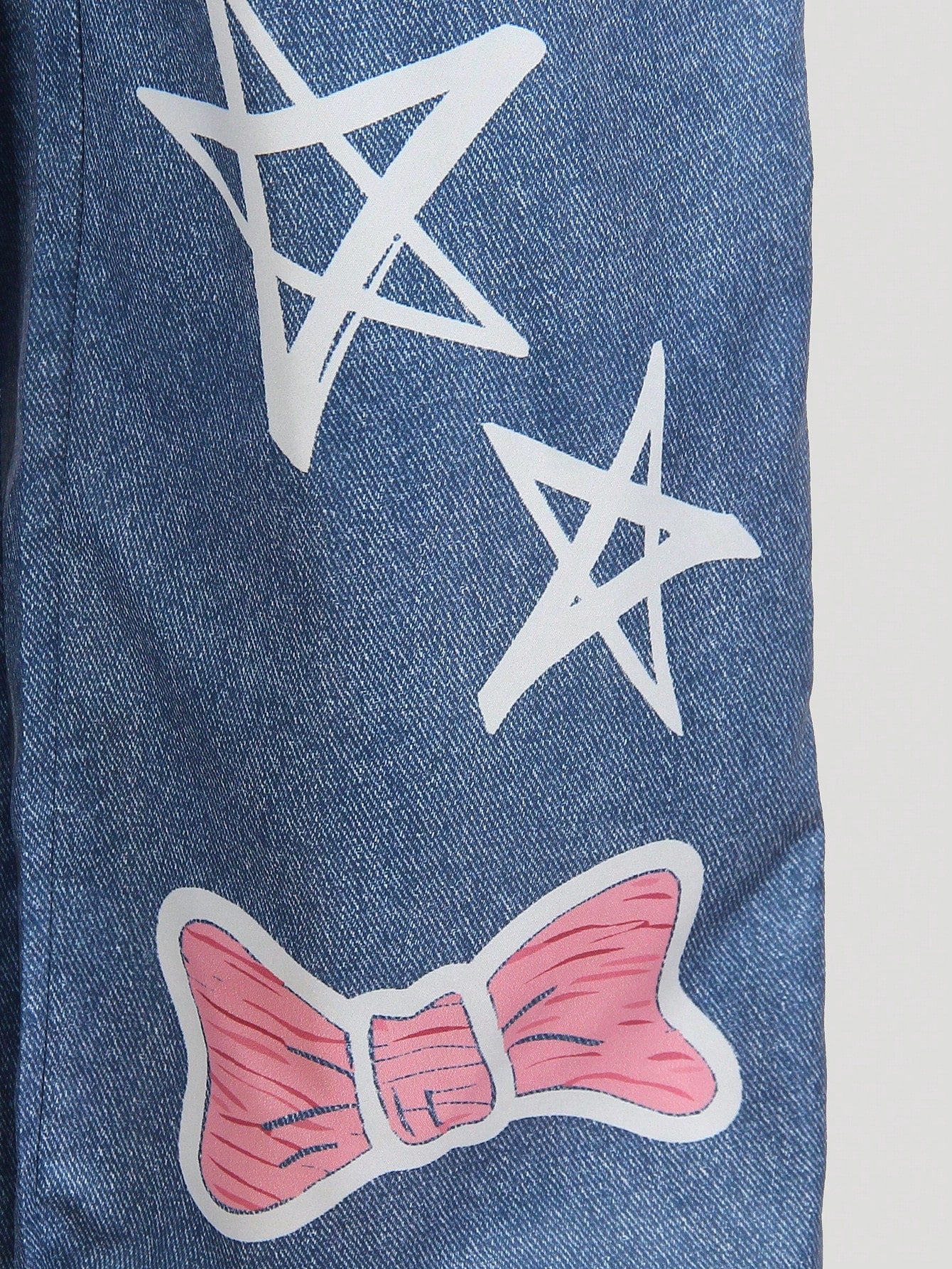 Big Girls Graphic Print Wide-Leg Denim Dungaree - Cobalt | 21 Centu...