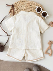 Baby Boys Safari Animal Print Resort Shirt Set - Ecru