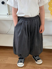 Boys Pinstripe Balloon Harem Trousers - Graphite | 21 Century Kids