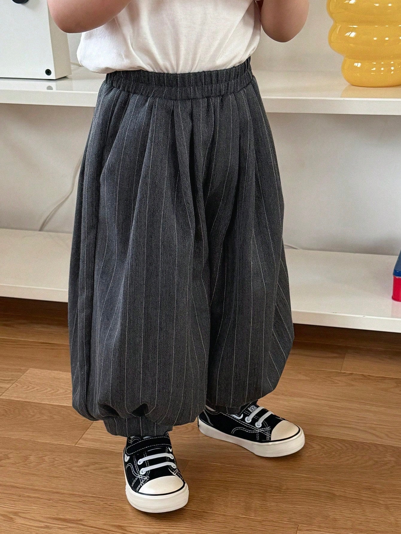 Boys Pinstripe Balloon Harem Trousers - Graphite | 21 Century Kids