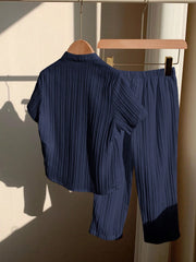 2pcs Boys Textured Button-Front Shirt & Pants Set - Midnight