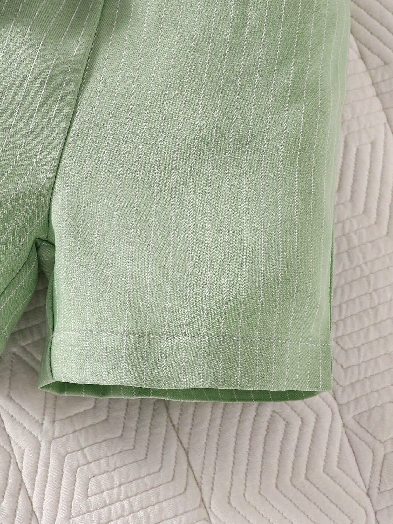 Baby Boys Mandarin Collar Shirt & Shorts Set - Ivory
