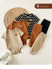 Baby Boys Bear Patch Stripe Romper & Pants Set - Onyx