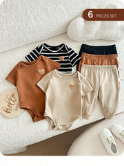 Baby Boys Bear Patch Stripe Romper & Pants Set - Onyx