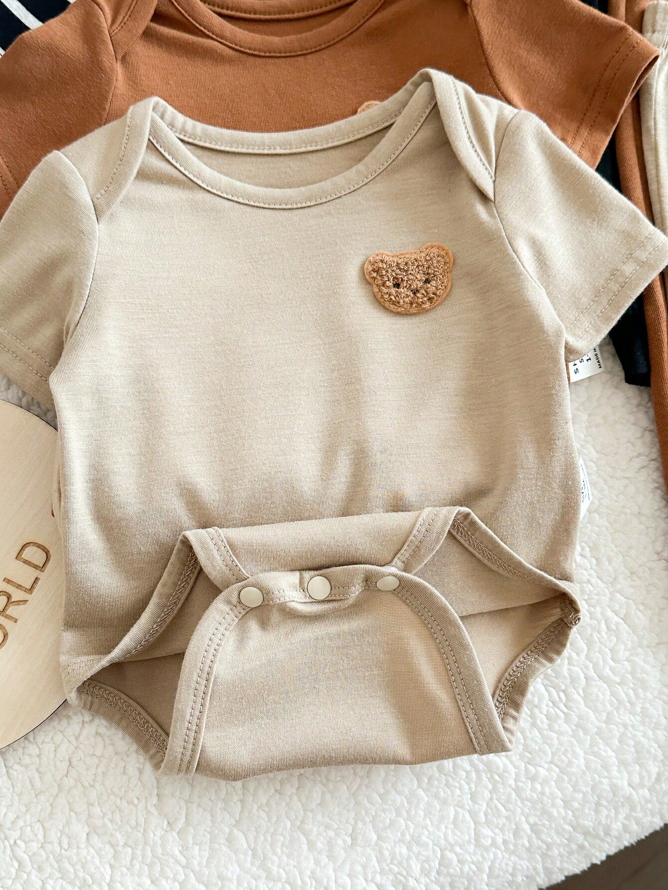 Baby Boys Bear Patch Stripe Romper & Pants Set - Onyx