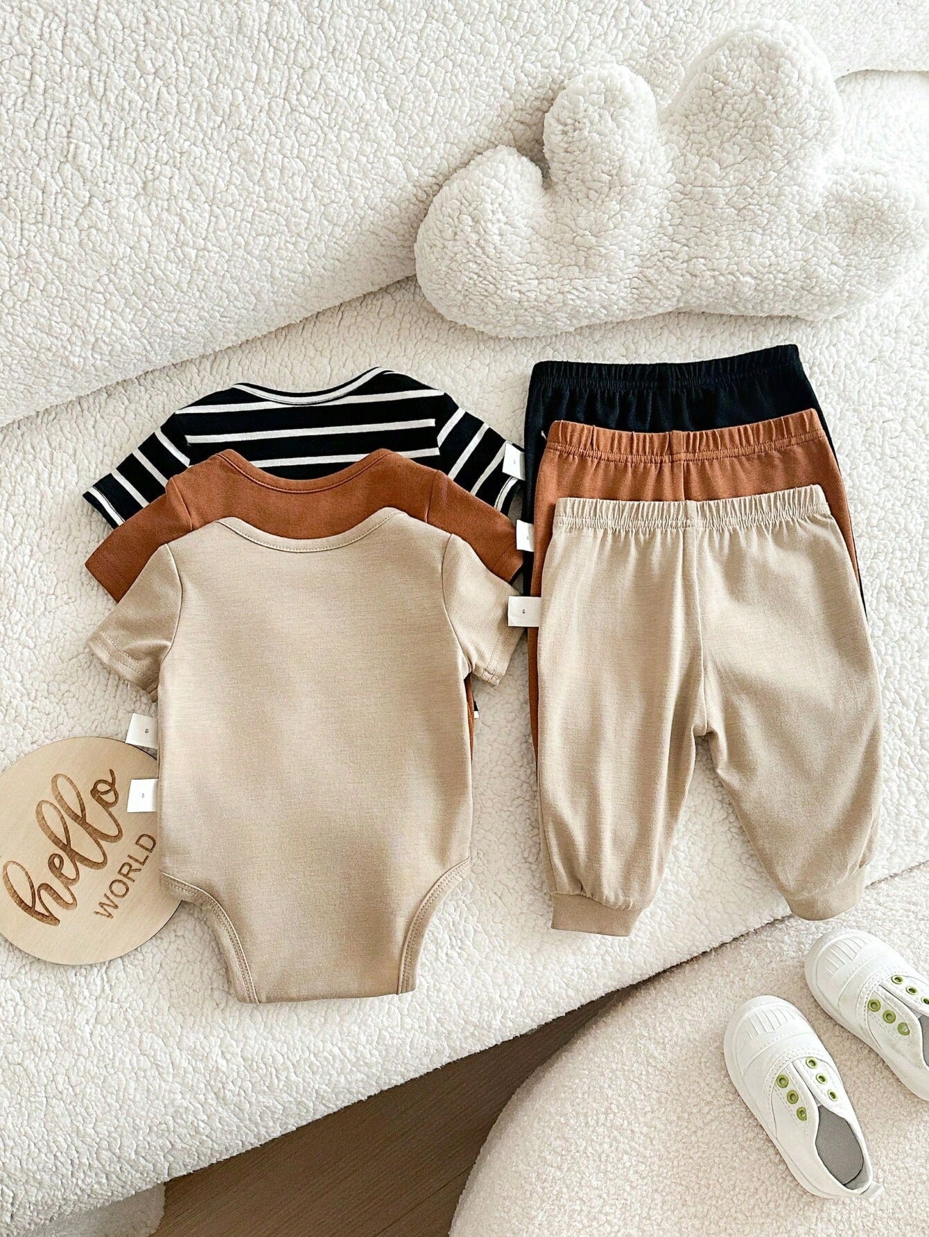 Baby Boys Bear Patch Stripe Romper & Pants Set - Onyx