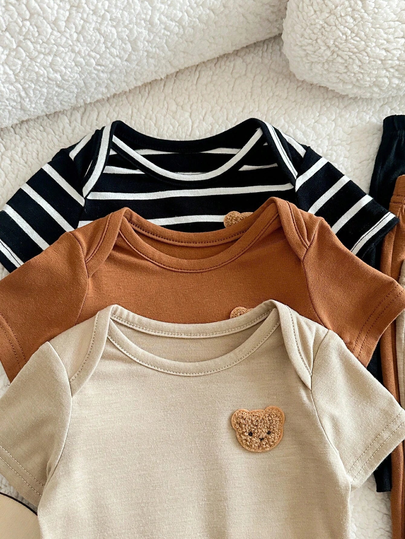 Baby Boys Bear Patch Stripe Romper & Pants Set - Onyx