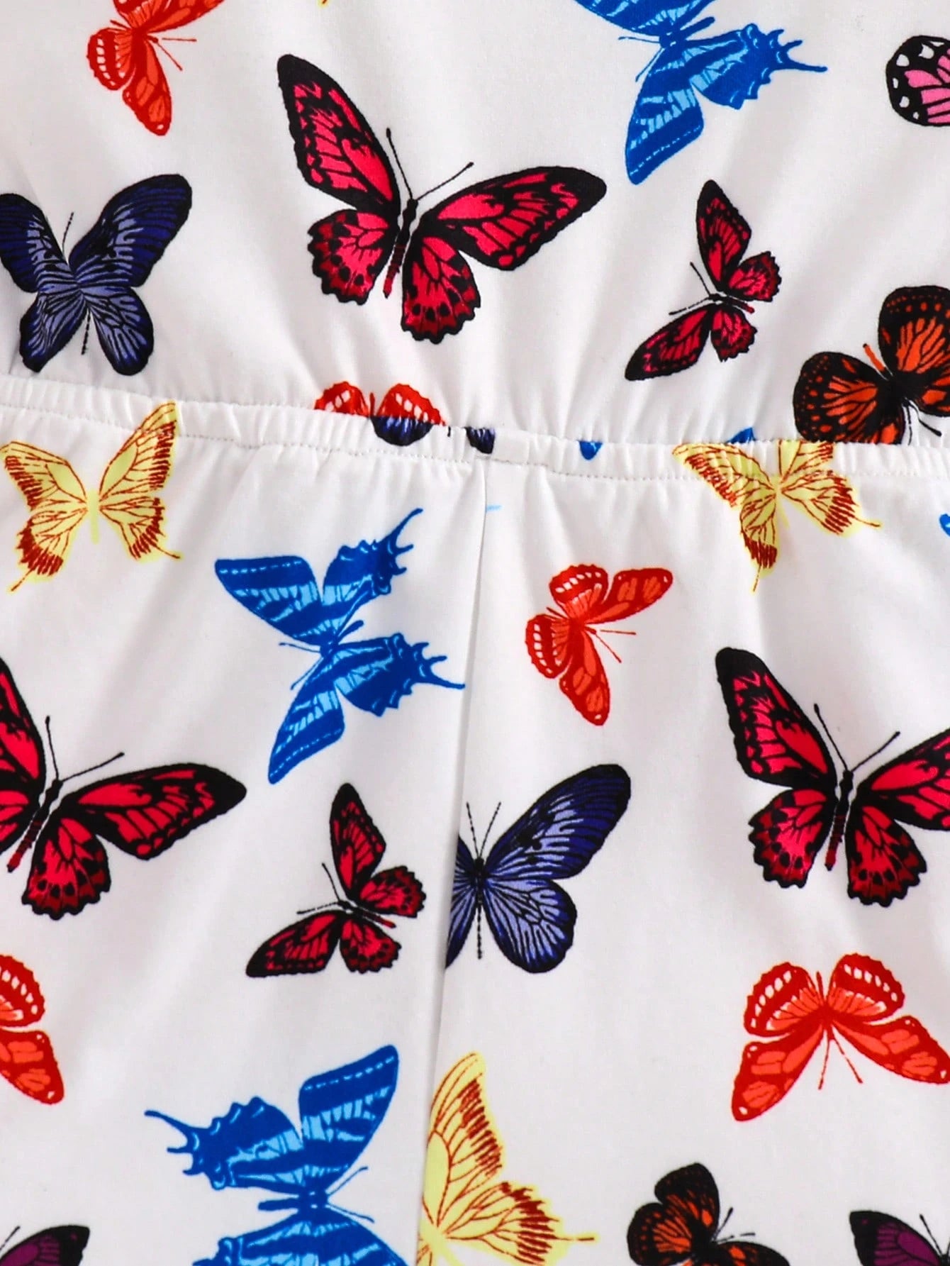 Girls Butterfly Print Ruffle Strap Romper - Ivory | 21 Century Kids