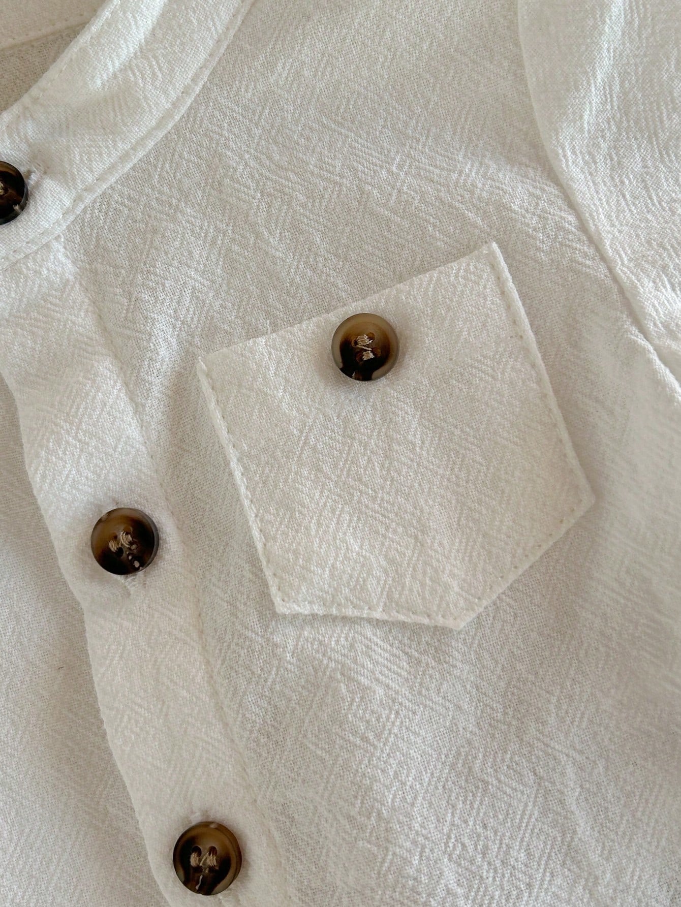 Boys Textured Button-Front Shirt & Shorts Set - Ivory