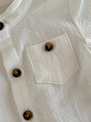 Boys Textured Button-Front Shirt & Shorts Set - Ivory