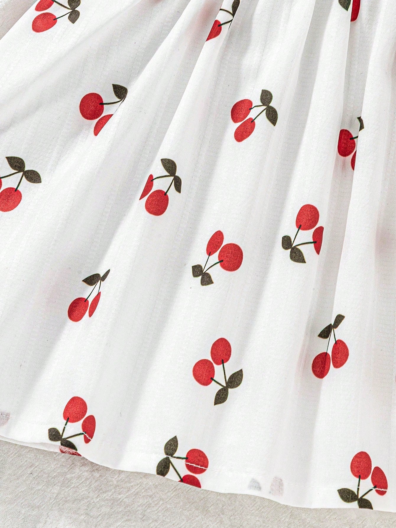 Girls Cherry Print Square Neck Ruffle Dress - Ivory | 21 Century Kids