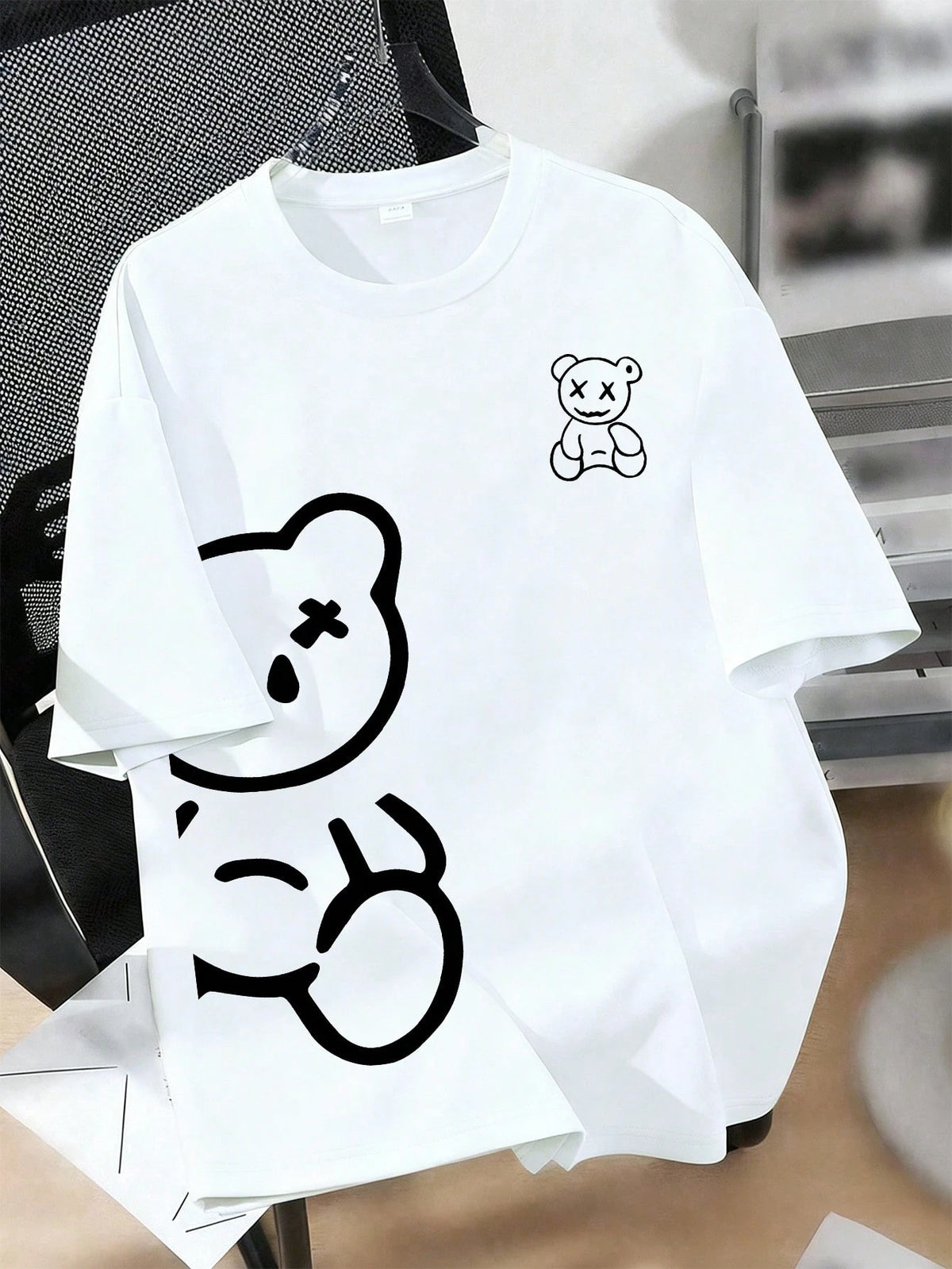 Boys Bear Graphic Drop Shoulder Oversized Tee - Ivory | 21 Century ...