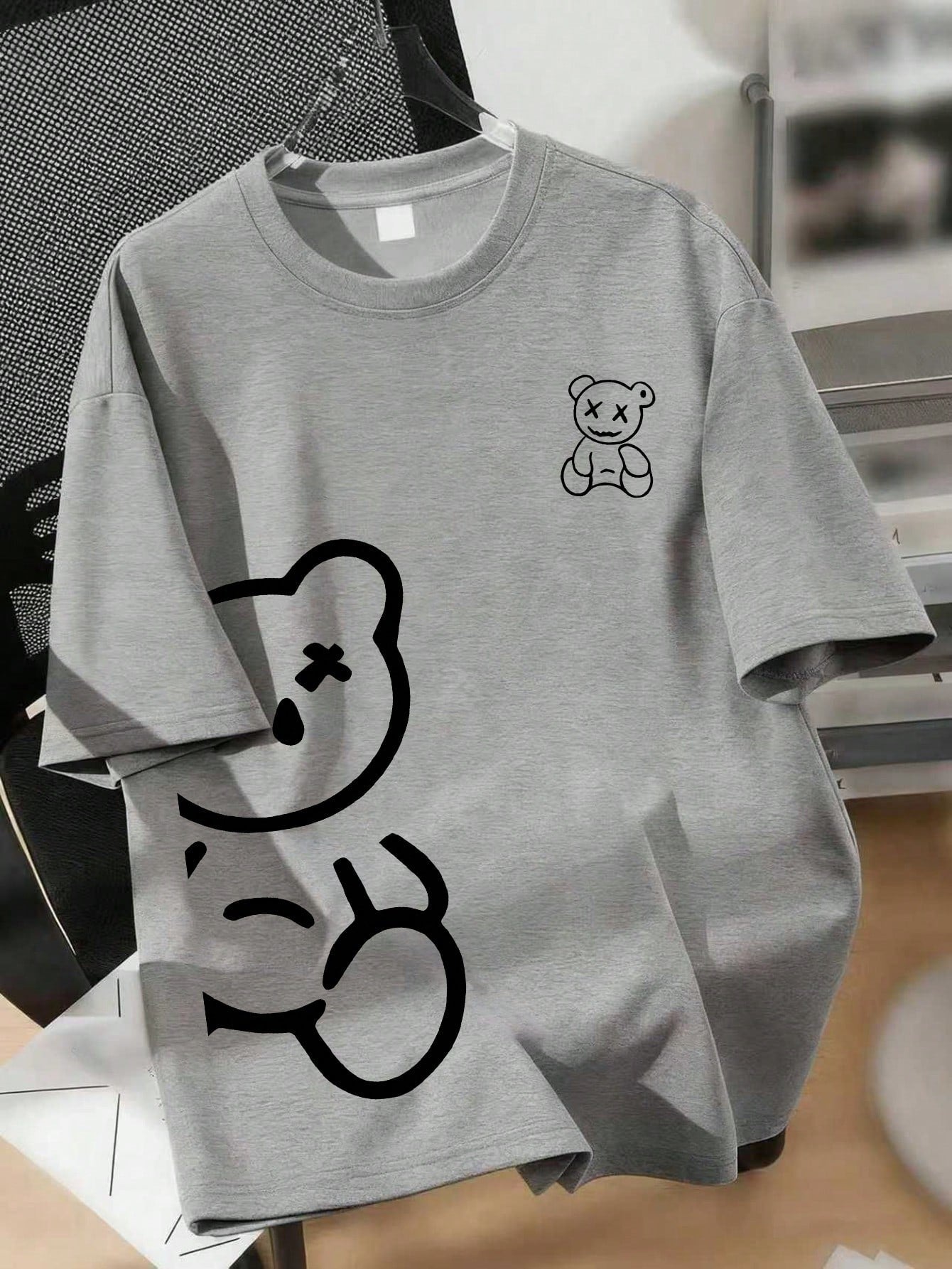 Boys Bear Graphic Drop Shoulder Oversized Tee - Slate | 21 Century ...