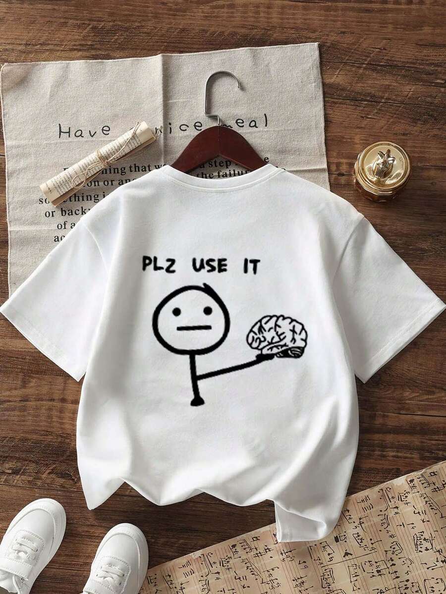 Boys PLZ USE IT Graphic Drop Shoulder Tee - Ivory | 21 Century Kids