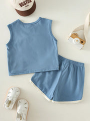 2pcs Boys Puppy Appliqué Sleeveless Vest & Shorts Set - Slate | 21 ...
