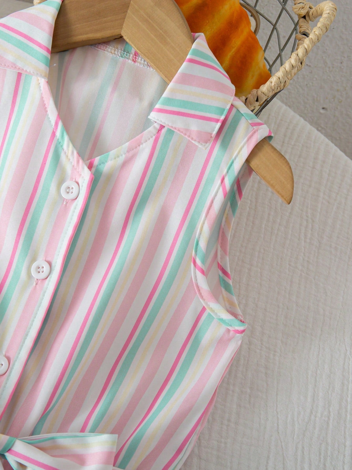 Girls Belted Denim-Look Jumpsuit - Ivory