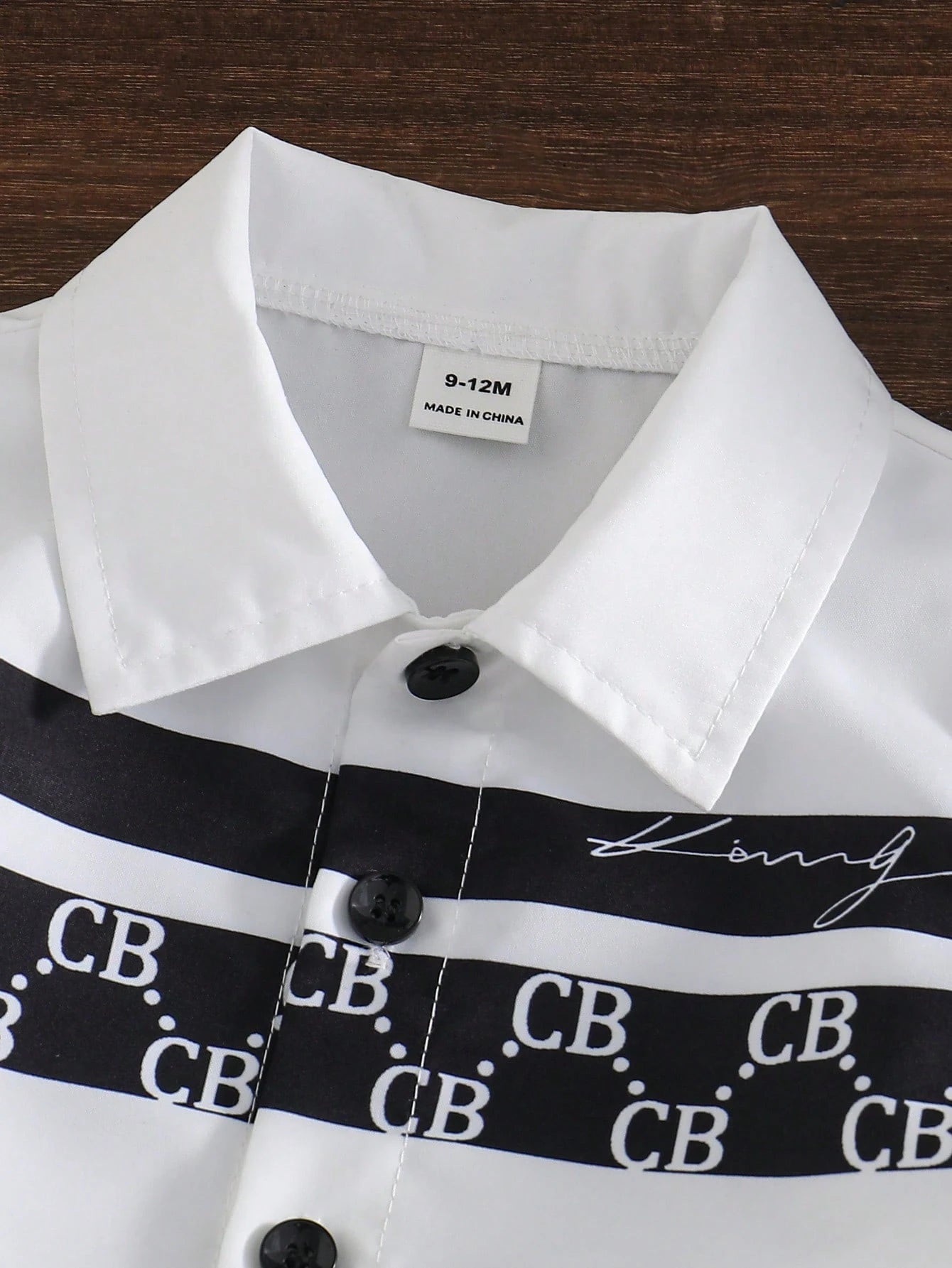 Little Boys Monogram Print Collar Shirt & Shorts Set - Ivory