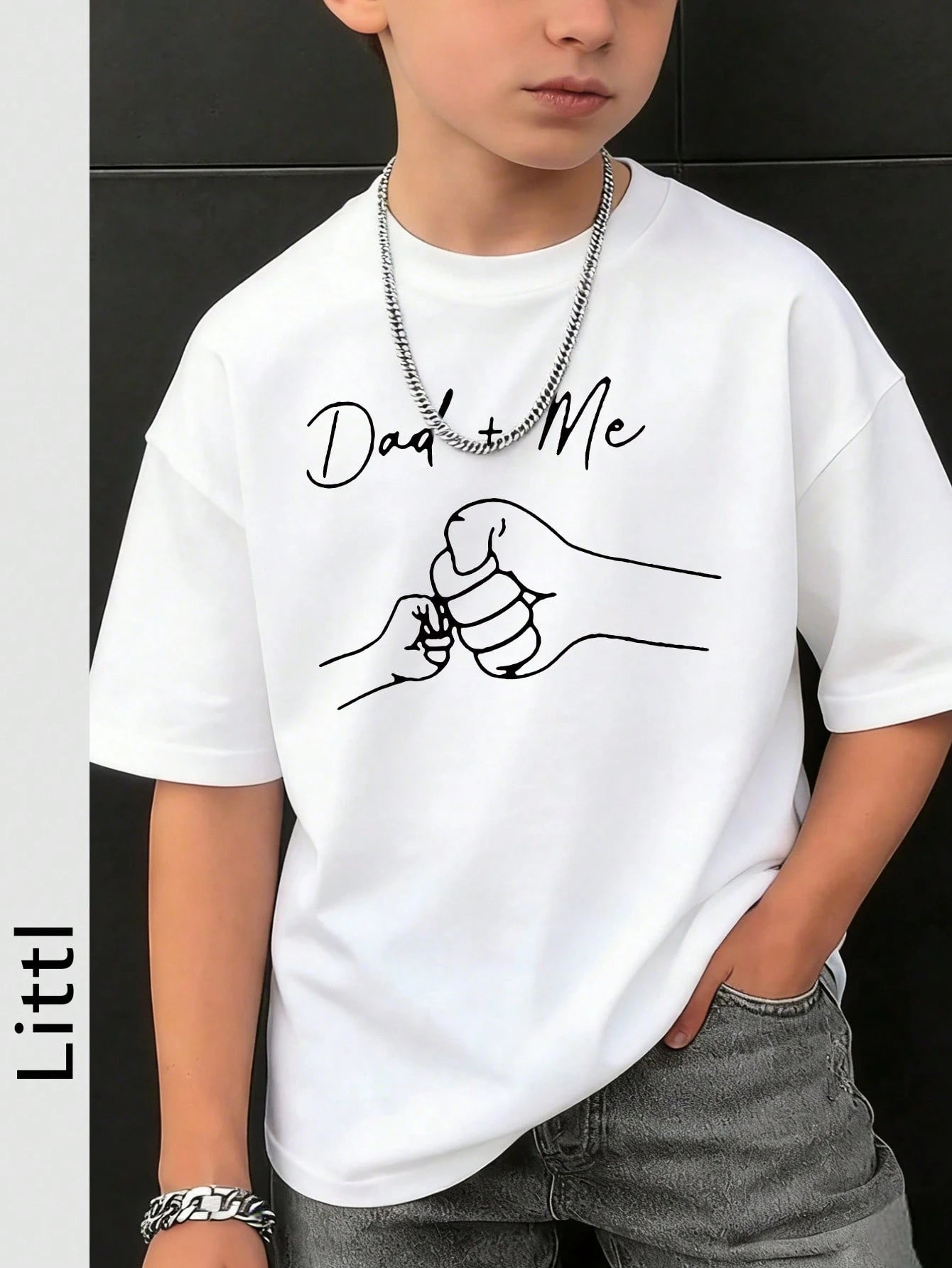 Boys Dad + Me Graphic Drop Shoulder Tee - Ivory | 21 Century Kids