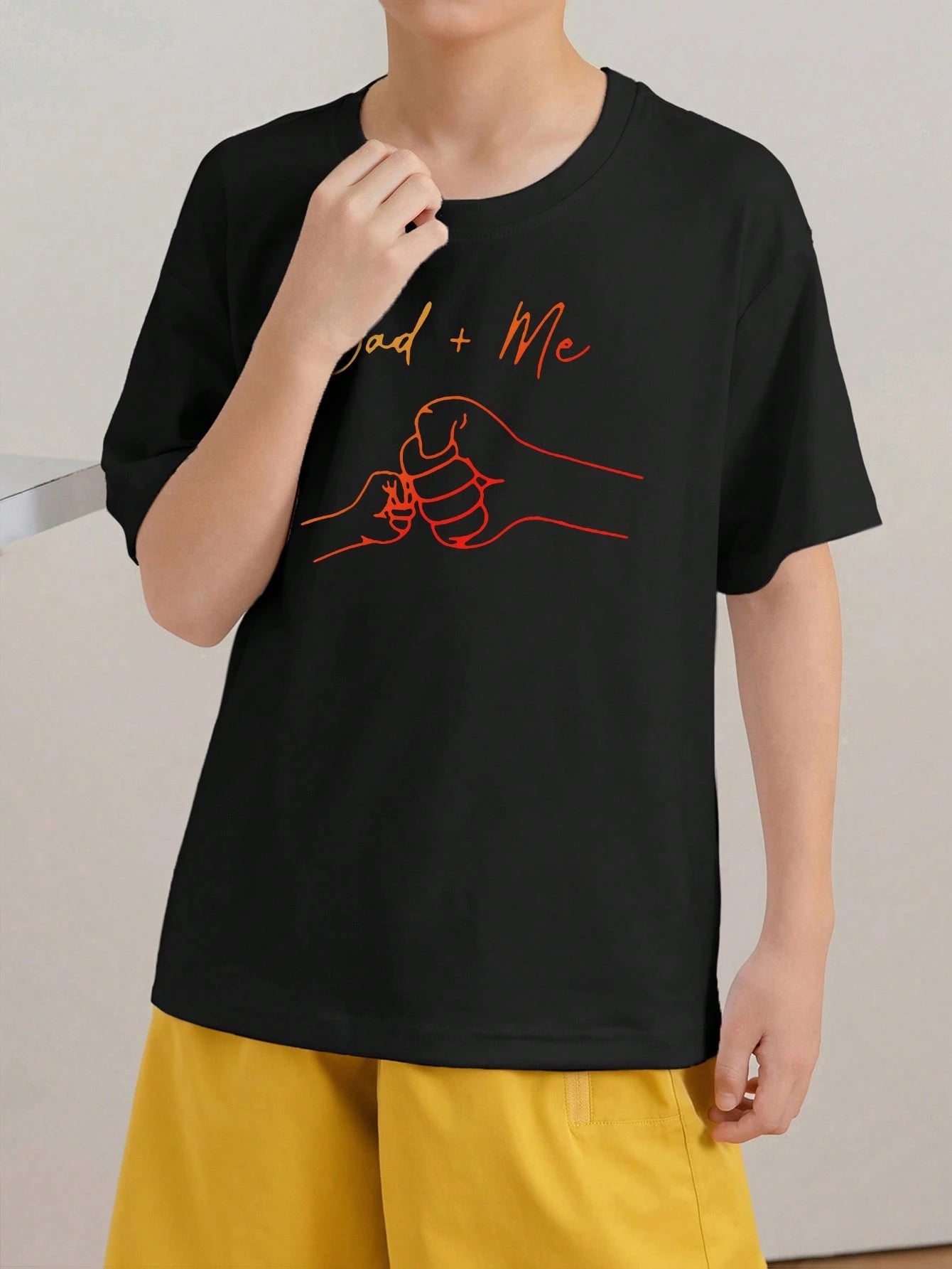 Boys Dad + Me Fist Bump Graphic Crew Neck Tee - Onyx | 21 Century Kids