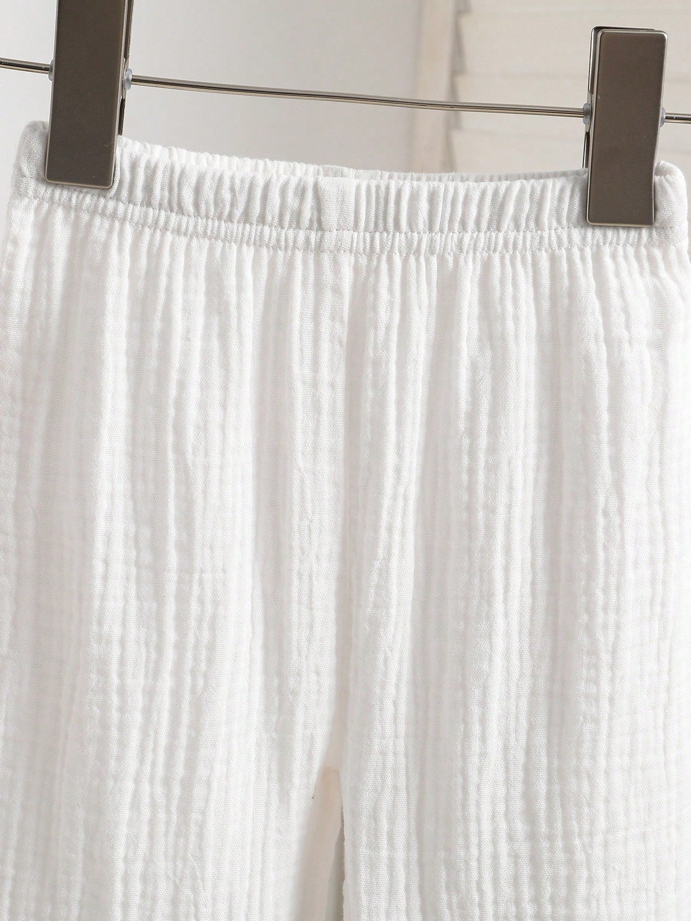 2pcs Boys Muslin Notched Collar Shirt & Wide-Leg Pants Set - Ivory ...