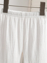 2pcs Boys Muslin Notched Collar Shirt & Wide-Leg Pants Set - Ivory ...