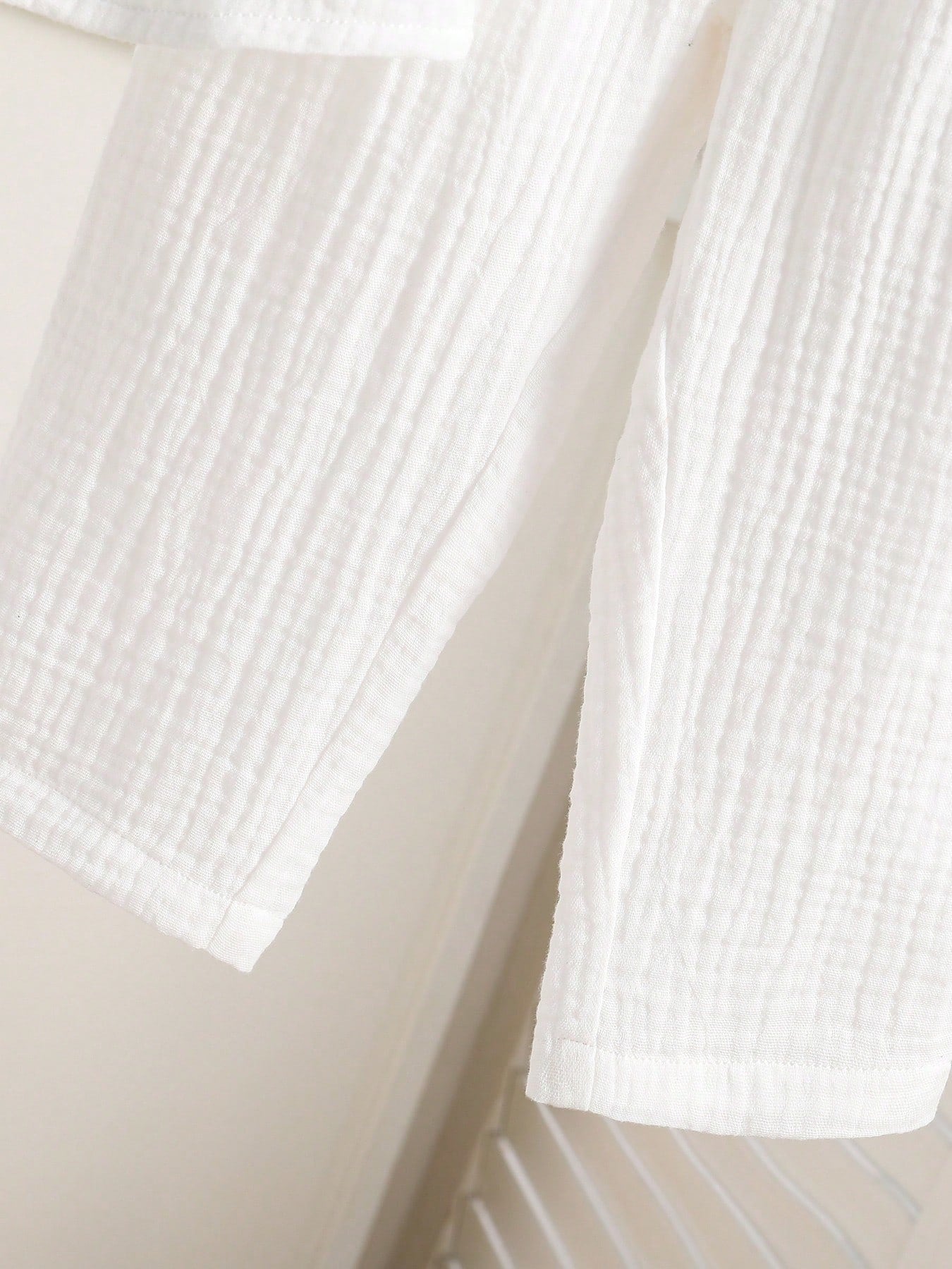 2pcs Boys Muslin Notched Collar Shirt & Wide-Leg Pants Set - Ivory ...