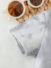 Baby Boys Tie-Dye Island Print Tee & Shorts Set - Slate