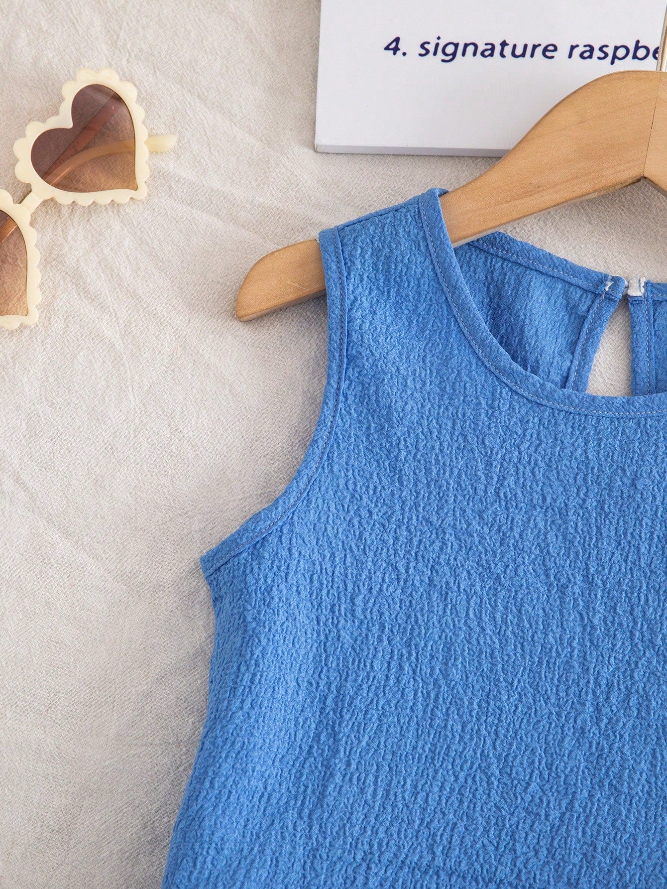2pcs Girls Seersucker Ric-Rac Trim Tank Top & Shorts Set - Cerulean...