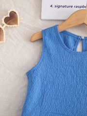 2pcs Girls Seersucker Ric-Rac Trim Tank Top & Shorts Set - Cerulean...
