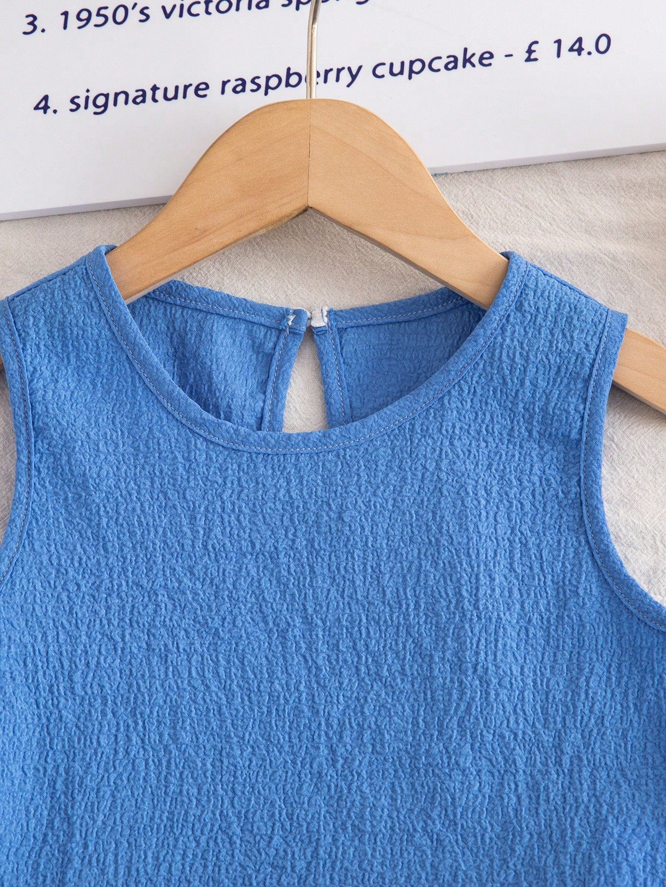 2pcs Girls Seersucker Ric-Rac Trim Tank Top & Shorts Set - Cerulean...