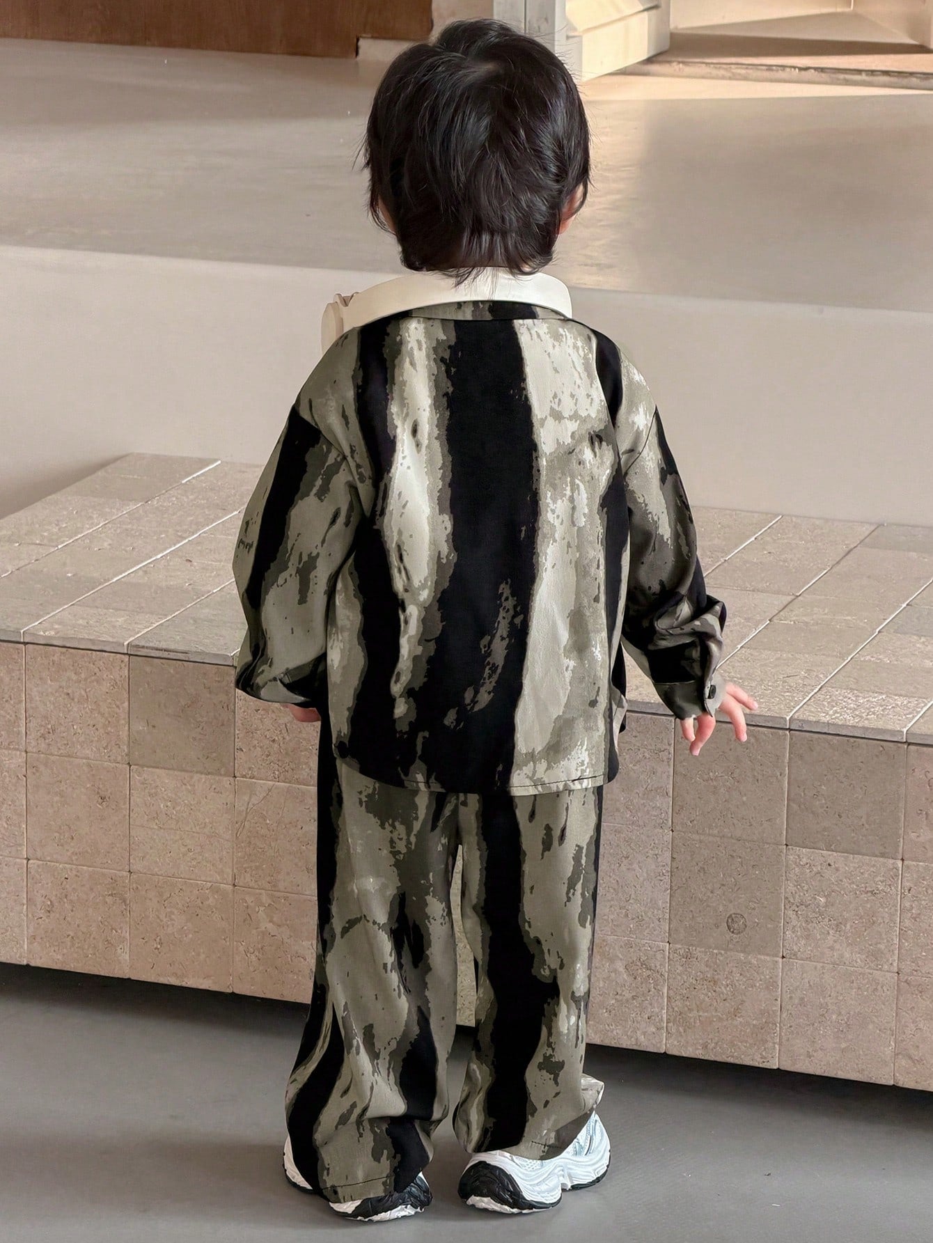 2pcs Boys Camo Print Overshirt & Wide-Leg Pants Set - Moss | 21 Cen...