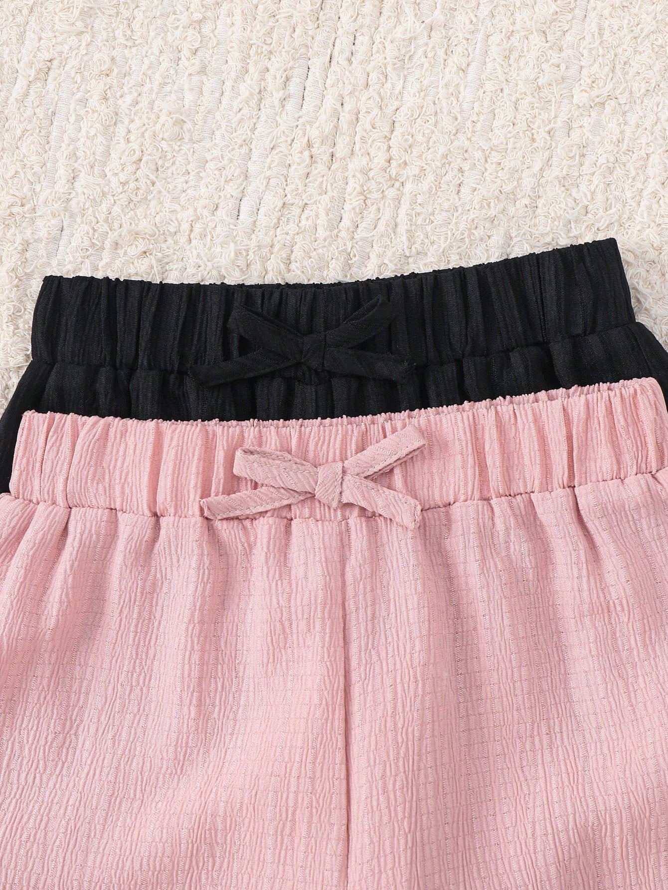 2pcs Little Girls Wide-Leg Crinkle Textured Pants Set - Blush | 21 ...