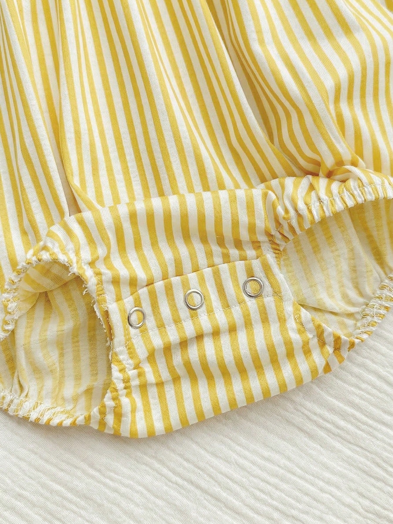 Baby Girls Eyelet Peter Pan Collar Striped Romper - Buttercup