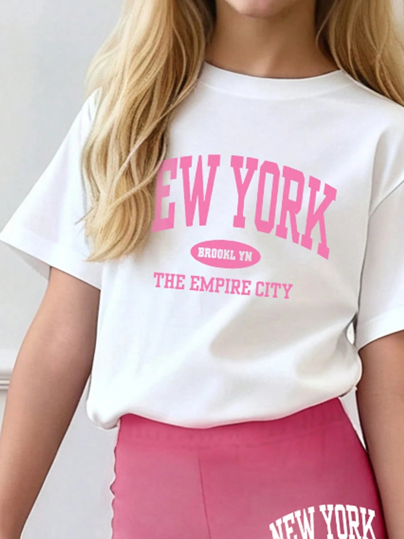 2pcs Big Girls New York Graphic Tee & Flare Pants Set - Fuchsia | 2...