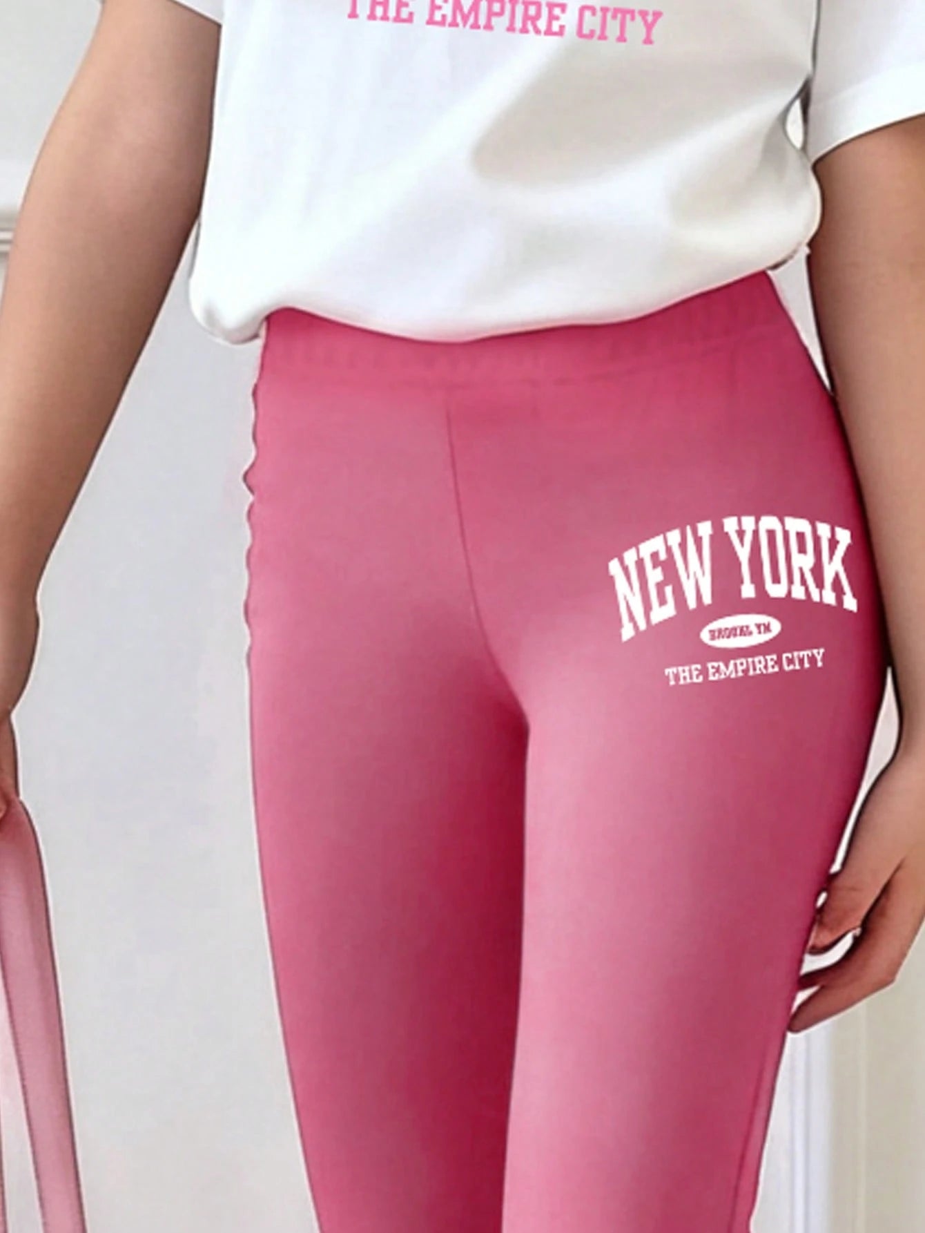 2pcs Big Girls New York Graphic Tee & Flare Pants Set - Fuchsia | 2...