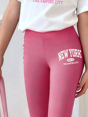 2pcs Big Girls New York Graphic Tee & Flare Pants Set - Fuchsia | 2...