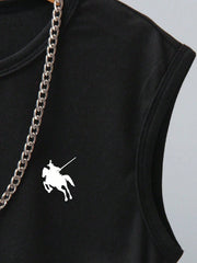 Boys Polo Equestrian Print Muscle Tee & Shorts Set - Onyx