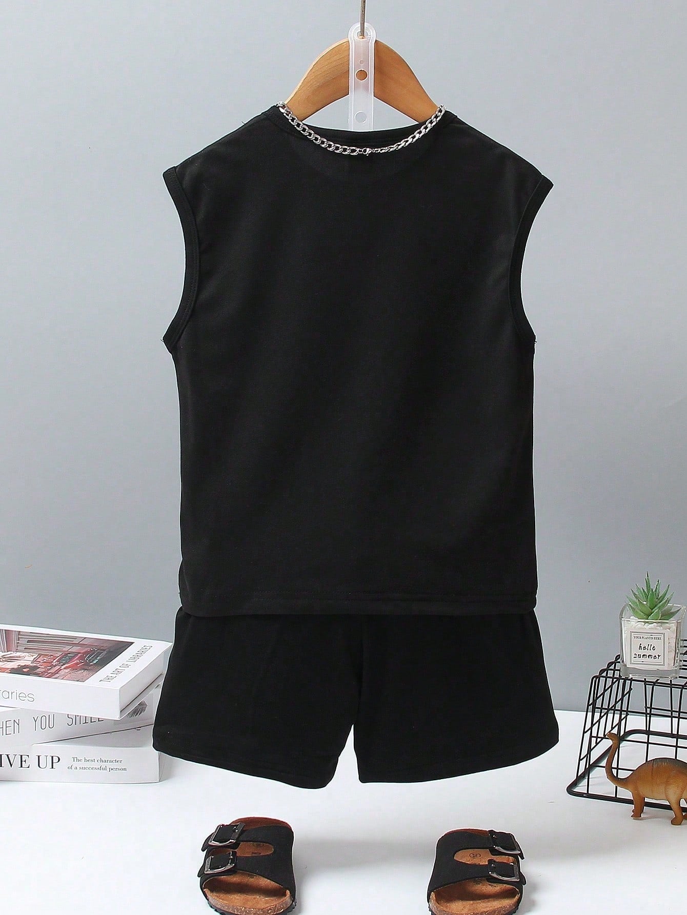 Boys Polo Equestrian Print Muscle Tee & Shorts Set - Onyx