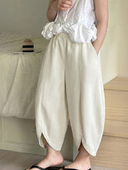 Little Girls Wide-Leg Tulip Hem Denim Trousers - Ecru | 21 Century ...