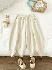 Little Girls Wide-Leg Tulip Hem Denim Trousers - Ecru | 21 Century ...