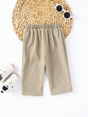 Boys Pleated Chino Trousers with Cuffed Hem - Greige | 21 Century Kids