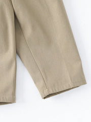 Boys Pleated Chino Trousers with Cuffed Hem - Greige | 21 Century Kids