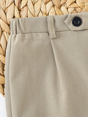 Boys Pleated Chino Trousers with Cuffed Hem - Greige | 21 Century Kids