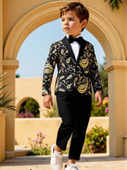 Little Boys Paisley Jacquard Tuxedo Blazer & Trousers - Onyx